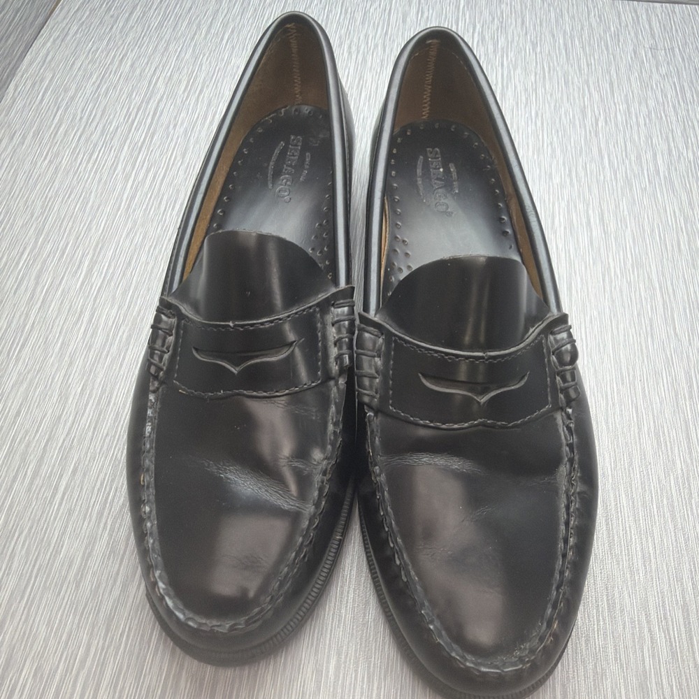 Sebago Womens 10 Black Leather Beefroll Penny Loafers Preppy Classic Shoes